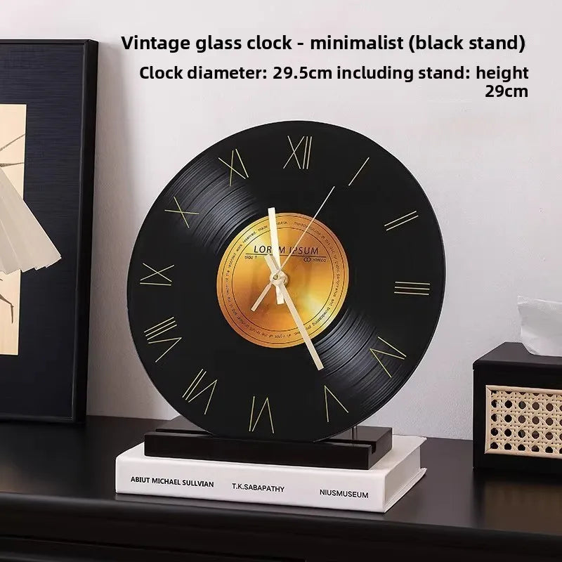 Mid Ancient Retro Vinyl Record Desktop Clock Decoration Living Room