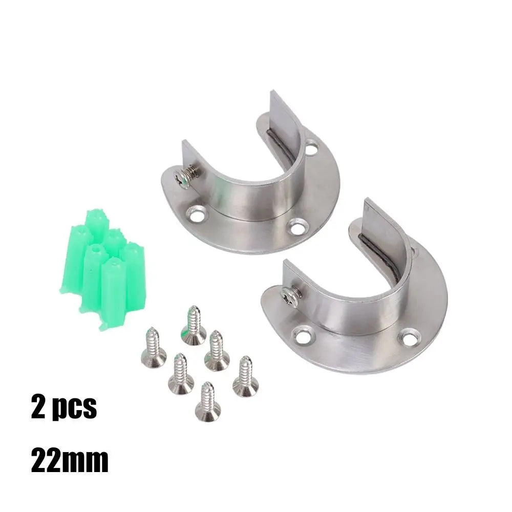 Stainless Steel Closet Rod Brackets Flange Seat Set of 2