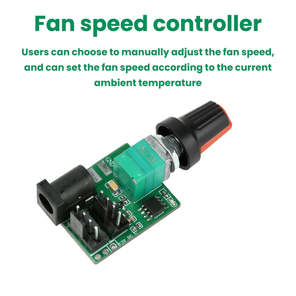 2-Channel 4-Wire Fan Speed Controller DC 12V 5A PWM Fan Speed Control Manual Potentiometer Speed Adjustment Oasis Select