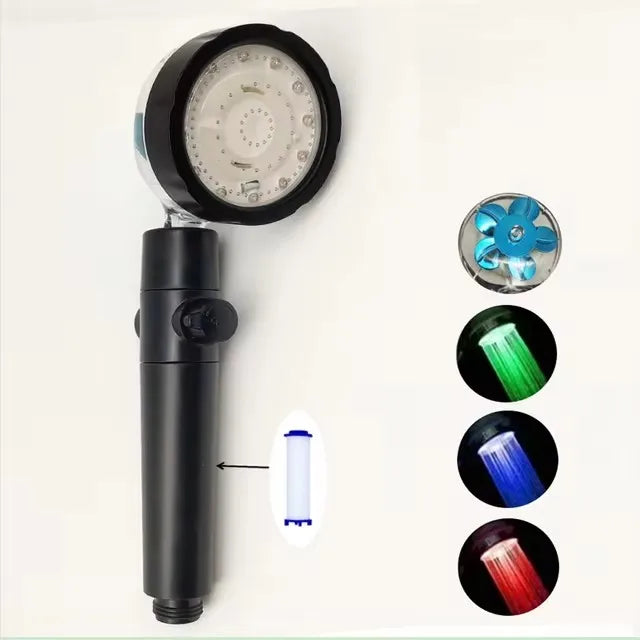 LED Anion Shower Head Rainfall SPA Temperature Control Shower Head Pressurized Water Saving 3/7 Colors Handheld Bathroom Shower Oasis Select 3 - Colorful D-B