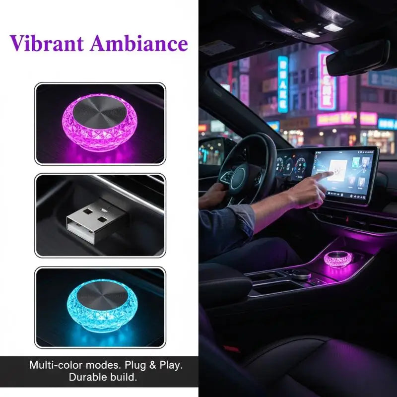 USB Mini LED Ambient Light Portable Car Interior Atmosphere Lamp Decorative Environment Light Plug Play For Auto Computer Oasis Select