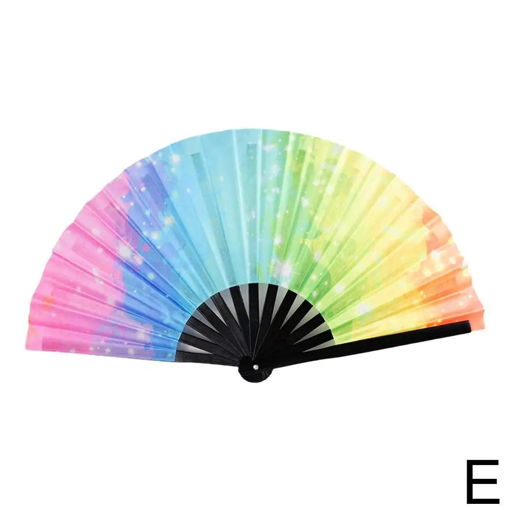 Foldable Bamboo Fan Lightweight Holding Laser Colors Hand Portable