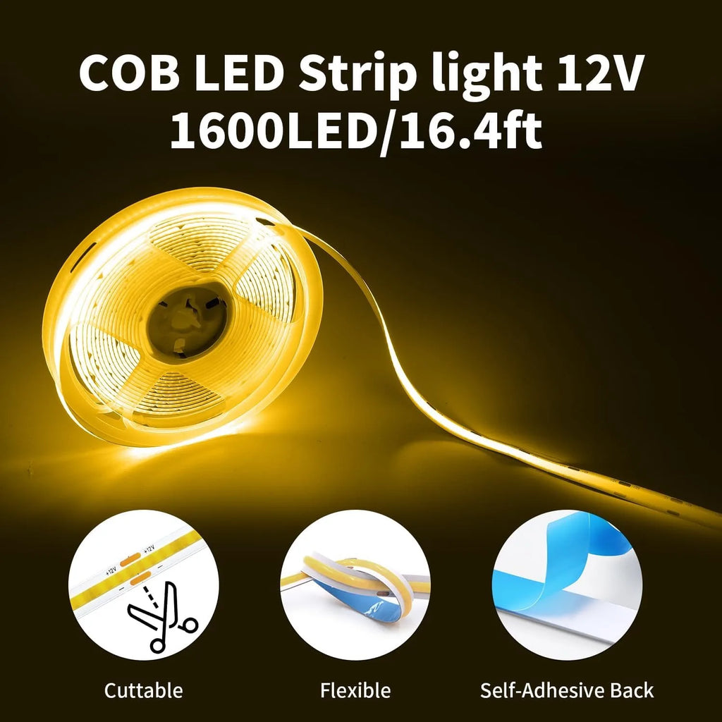 DC 12V 24V 8MM COB LED Light Strip Room Decoration 320LEDs/m Led Tape High Density Flexible 3000K 3500K 4000K 6000K Oasis Select