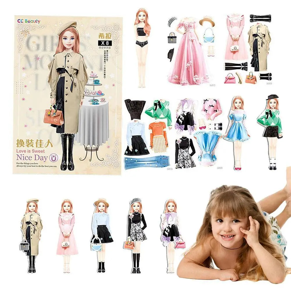 Magnetic Princess Dress Up Doll Set – DIY Sticker Toy for Kids