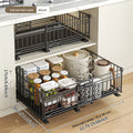 Telescopic basket, kitchen, deep cabinet, pull-out rack, tableware, storage box, cabinet, seasoning, dishes, drawer type Oasis Select Black 2-piece set
