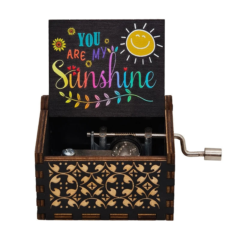 Wooden hand cranked music box, you are my sunshine music painting boutique gift, music box Oasis Select 2
