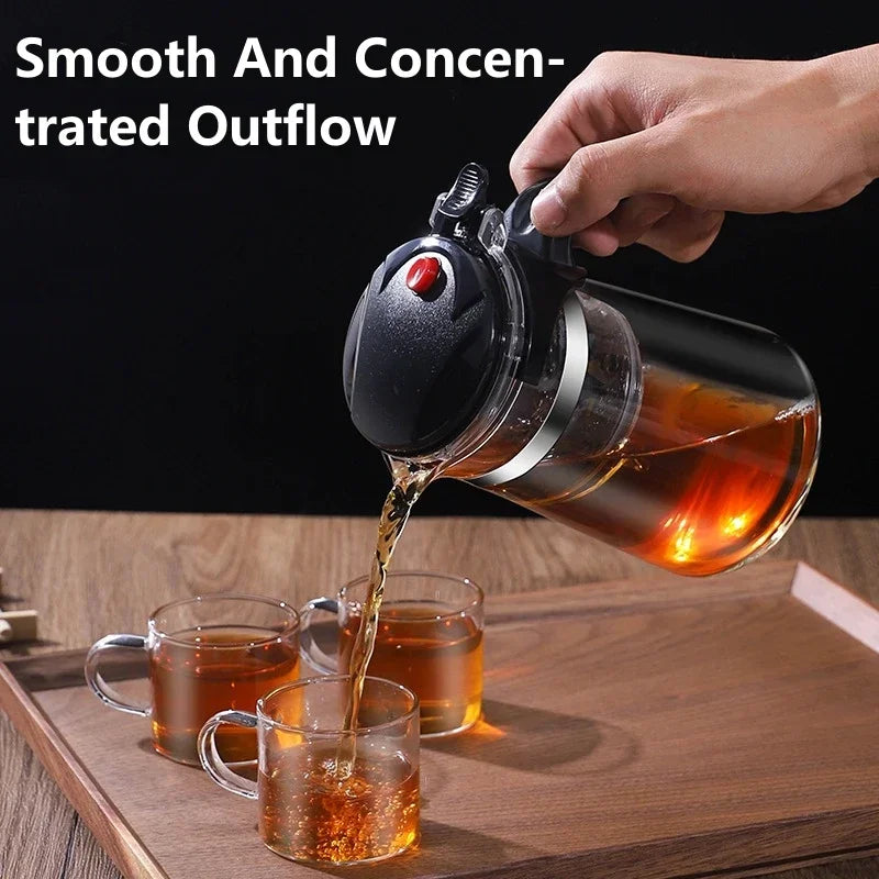 Water Separation Inner Container Teapot One Click Switch Tea Separation Filtration Glass Tea Pot 500ml-1800ml Kung Fu Teaware Oasis Select
