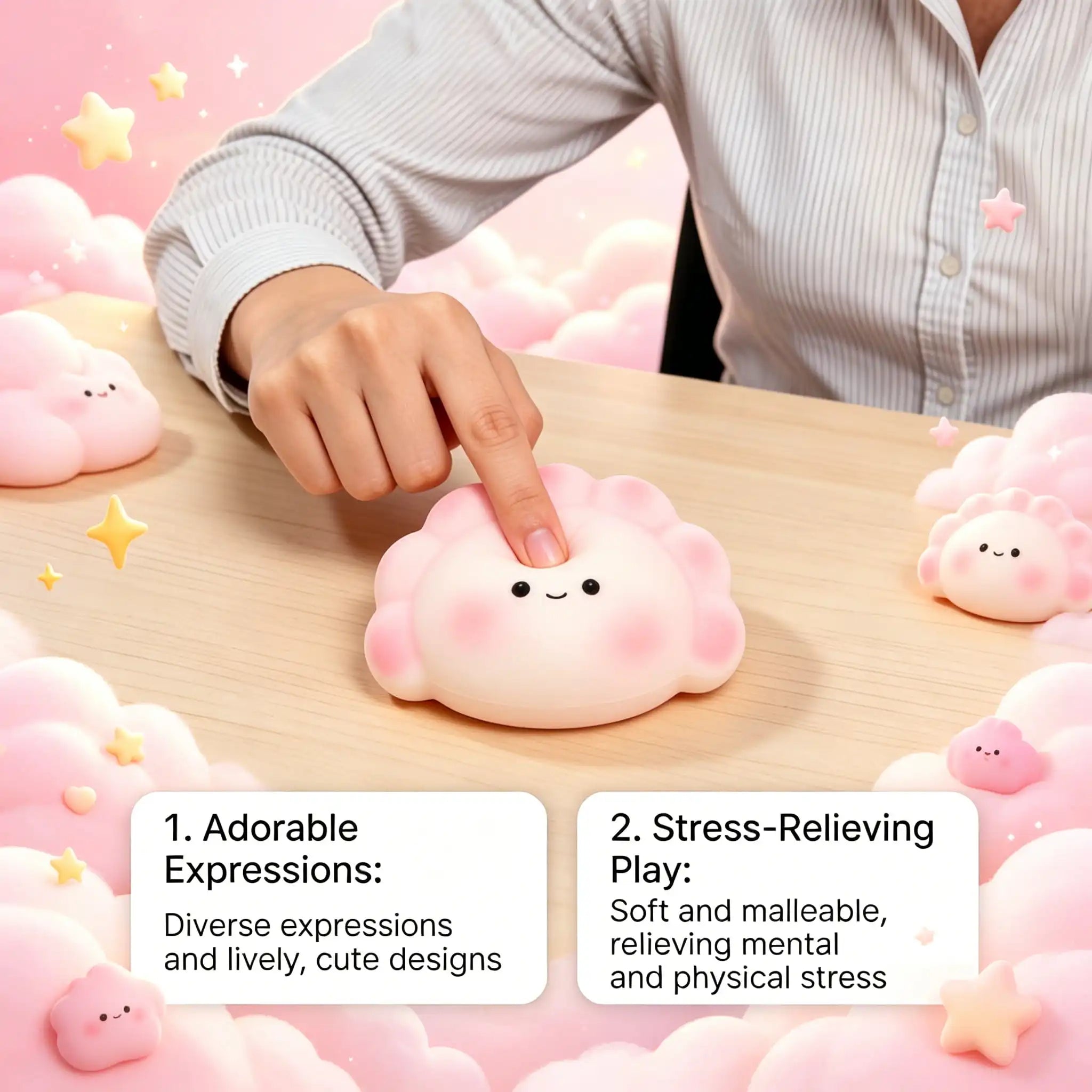 Cute Dumpling Toys Sensory Stress Reliever Fidget Tool for Anxiety &focus Desk Sensory for & Anti-Anxiety Squeeze Party gift Oasis Select