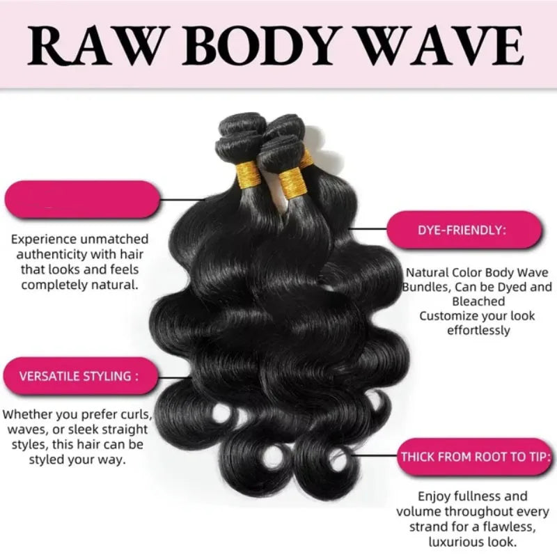 42 Inch Body Wave Human Hair Bundles Natural Black Brazilian Virgin Hair Weave 12A Unprocessed Real Human Hair Extensions Full T Oasis Select
