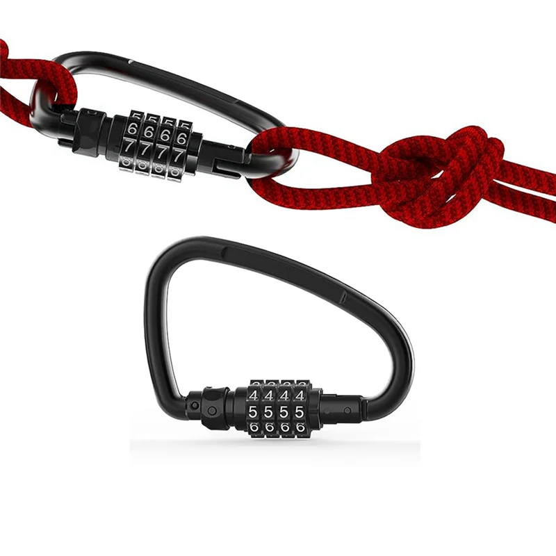 , 4-Digit Heavy Duty Carabiner Clips, D-Shaped Code Lock for Looped Bike Security Cable Lock Oasis Select