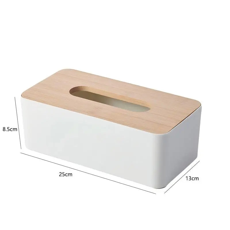Bamboo Lid Plastic Tissue Box Organizer Rectangular Paper Towel Holder for Living Room Bathroom Kitchen Storage Oasis Select