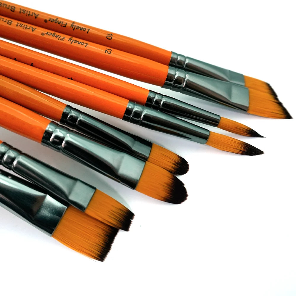 Paint Brushes Set of 6/24pcs Wooden Handles Brushes，Professional Artist Series with Filbert, Round, Angle, Flat for Watercolor, Oasis Select