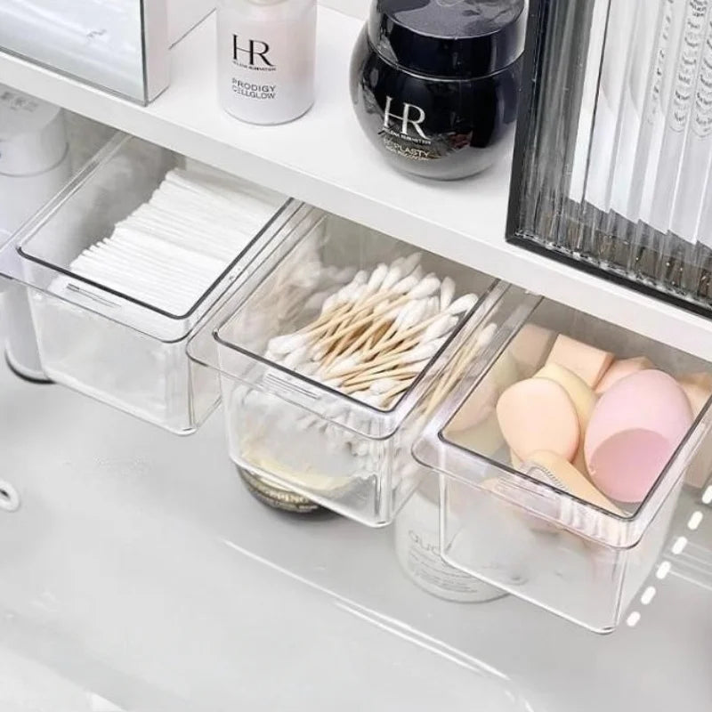 Transparent Bathroom Cotton Stick Makeup Cotton Bathroom Pull-Out Storage Drawer Style Storage Box Under The Mirror Cabinet Oasis Select