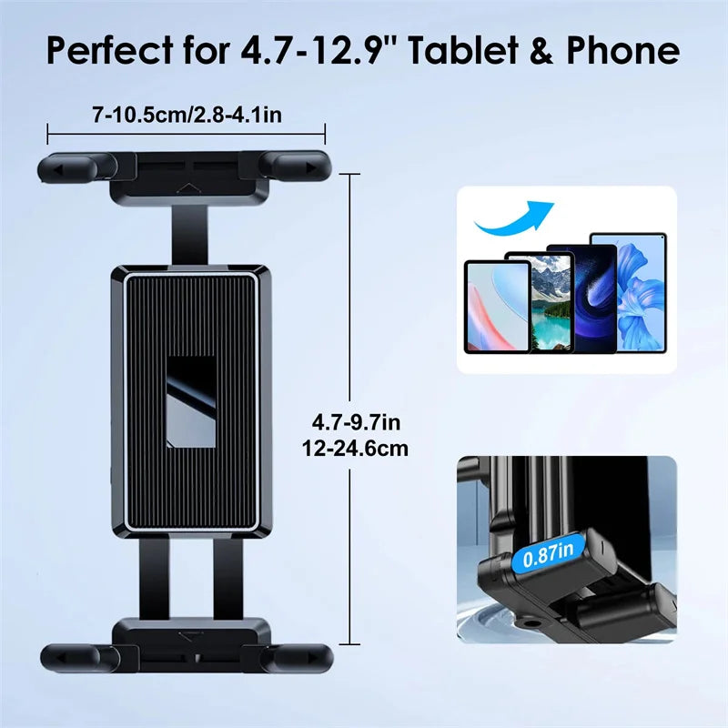 Car Phone Holder Aluminum Heavy Duty Drill Base Tablet Holder Car Mount Dashboard 360° Adjustable 2-Stage Stand For 4.7-13" IPad Oasis Select
