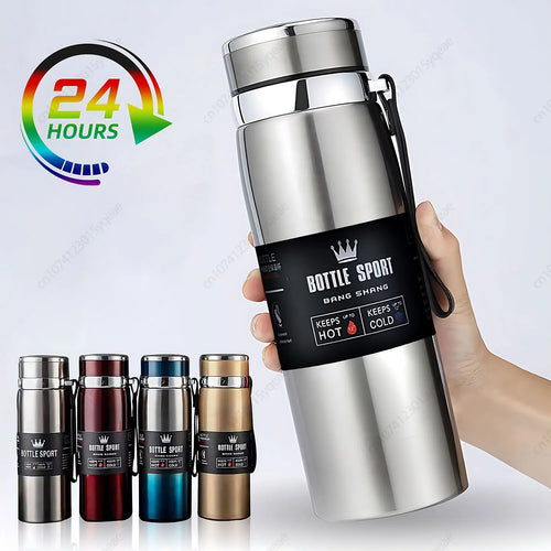 1000ml Thermal Water Bottle Thermos Vacuum Flask Double Stainless Steel Coffee Tea Insulated Cup Leakage-proof for Office Oasis Select