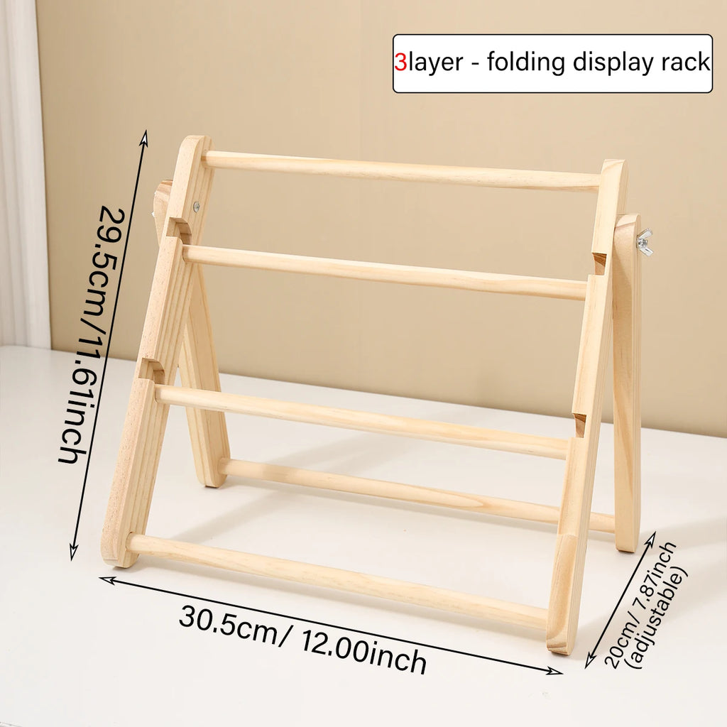 1pc Wooden 3-Layer/4-Layer Hair Accessory Organizer Suitable for Hair Bands, Hair Ropes, Clamps, Bracelets Storage Racks Oasis Select 3layer - Yellow