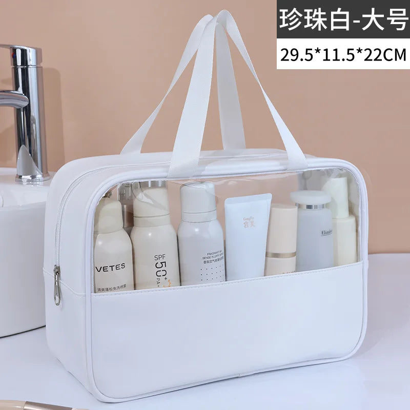 Portable Travel Cosmetic Bag Women Transparent Makeup Bag Large-Capacity Bath Wash Bags Multifunction Waterproof Storage Case Oasis Select