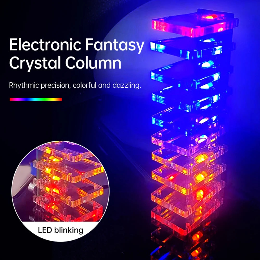 DIY Sound Control LED Music Spectrum Electronic Kit Crystal Column Audio Display PCB Soldering Practice Kit LM339 LM358 DC5-12V Oasis Select