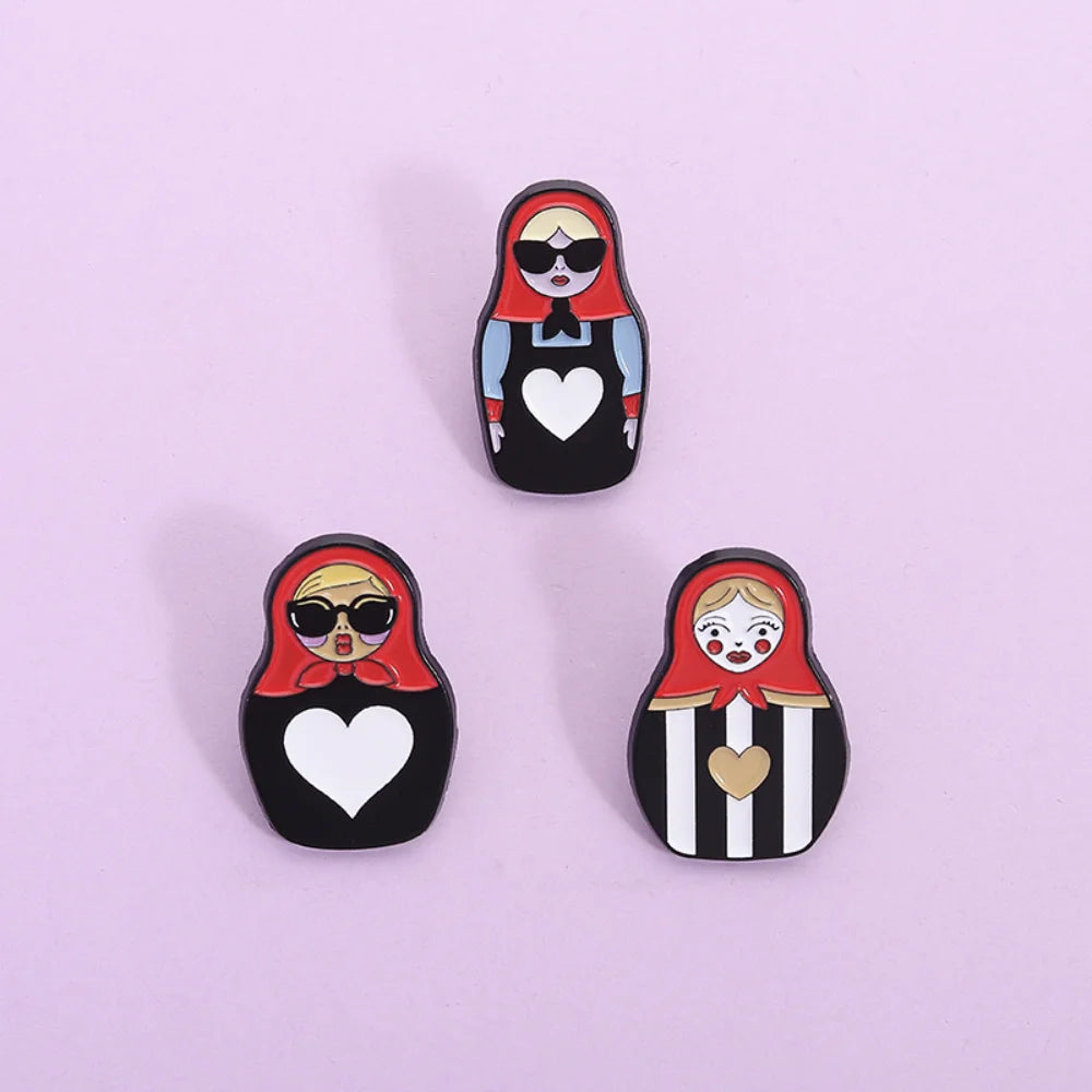 Russian Cultural Costume Collected Enamel Pin Classic Russian Nesting Doll Metal Brooches Lapel Badge Jewelry Gift for Friends Oasis Select