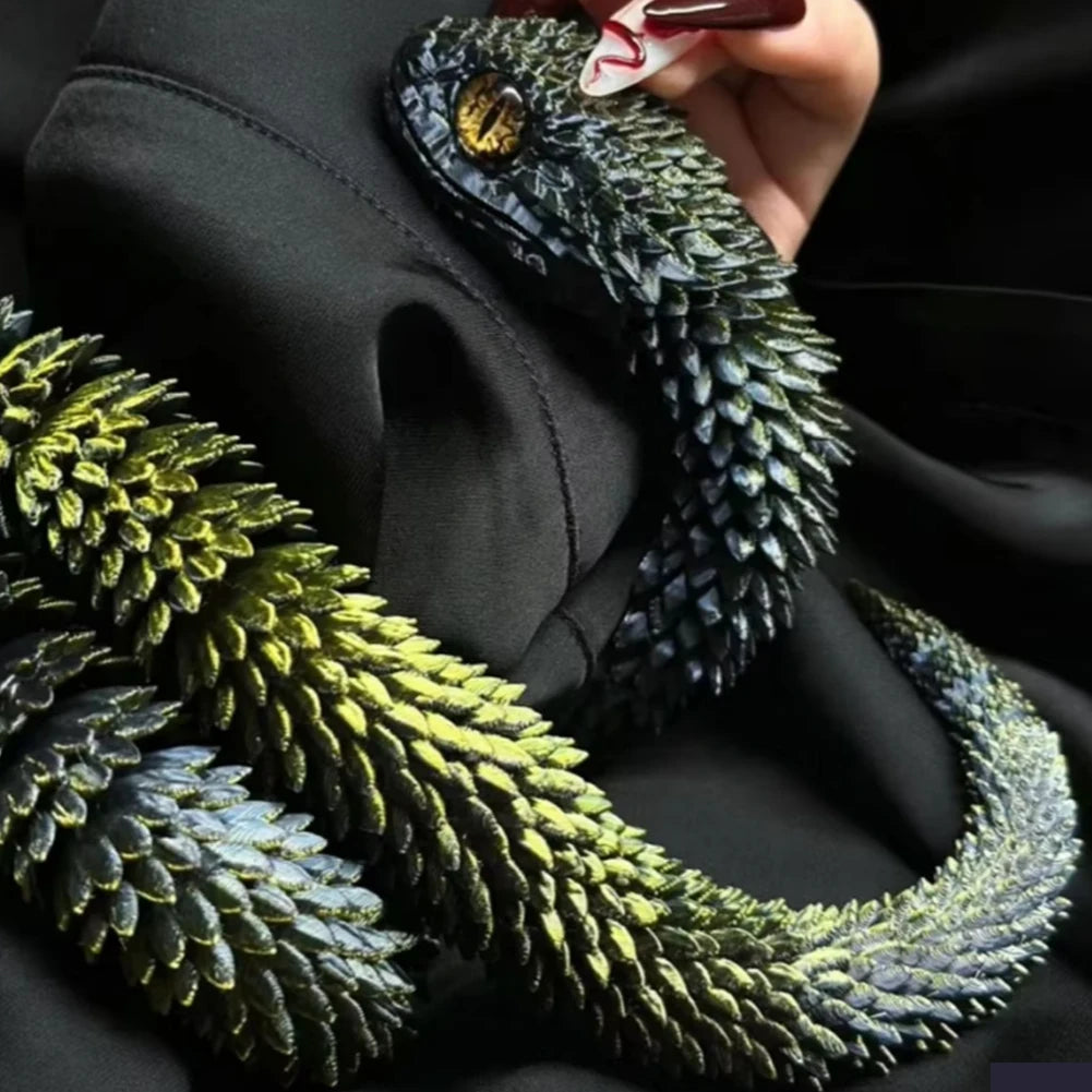 Snake Sculpture Articulated Snake Decor Articulated Snake Figurine with Movable Joints 3d Printed Model for Home for Bookshelf Oasis Select