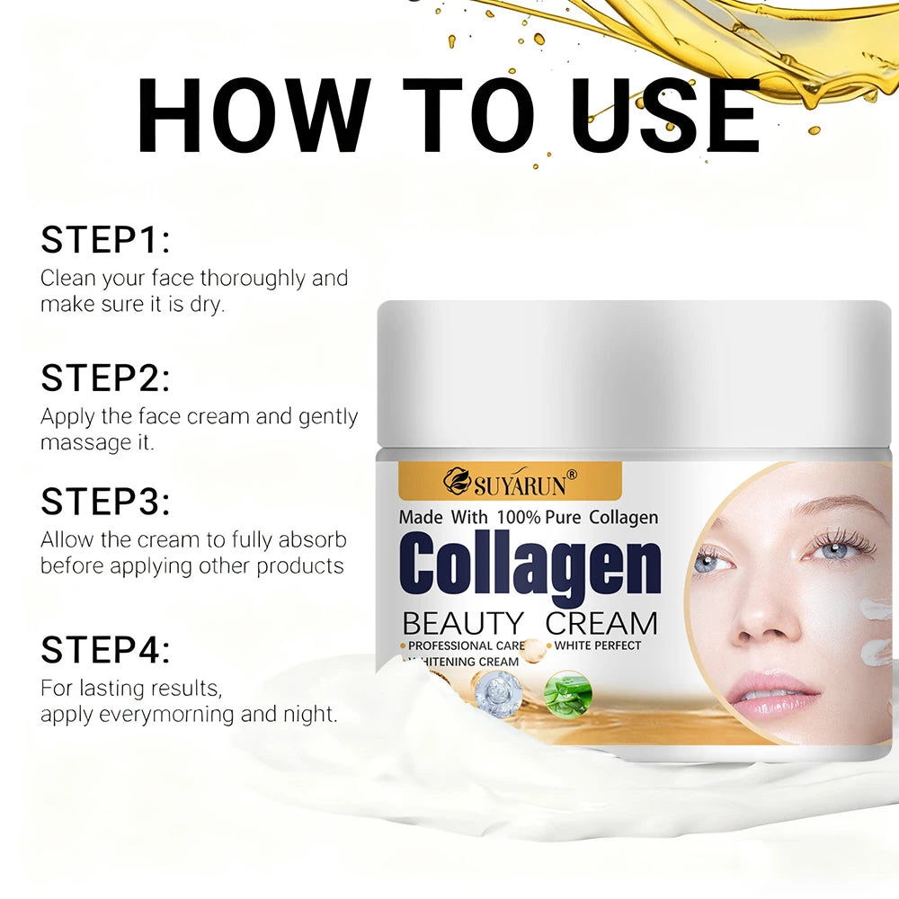SUYARUN Collagen Face Cream Anti-Aging Firming And Moisturizing with Hyaluronic Acid for All Skin Types. Oasis Select