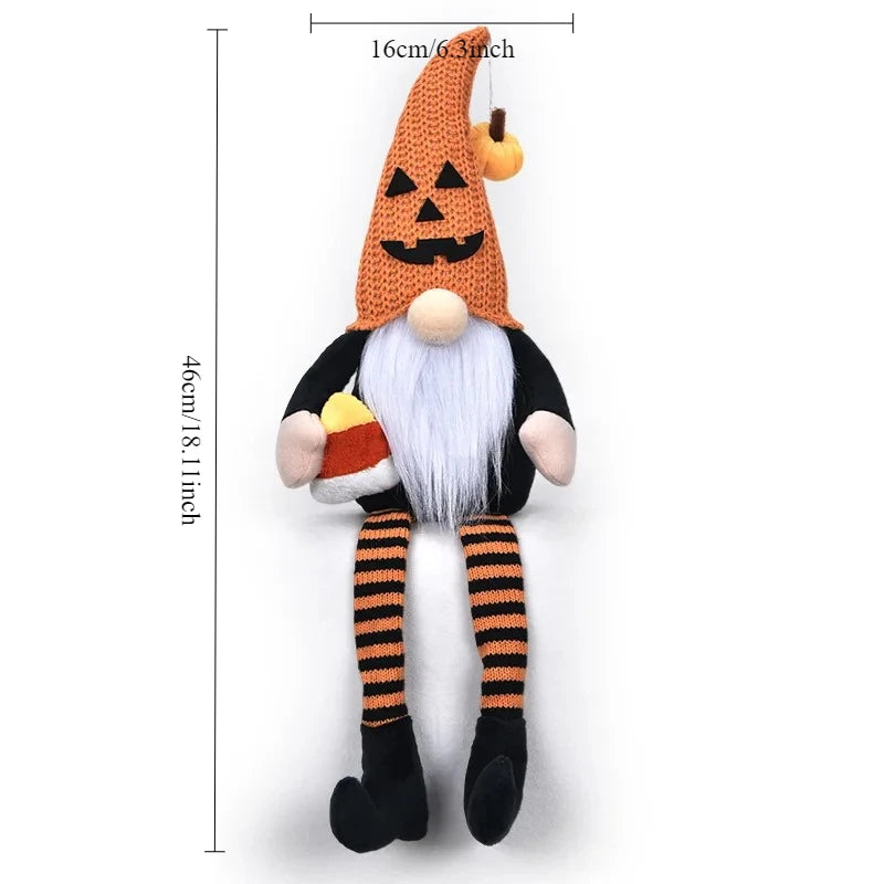 Halloween Long Legs Faceless Doll Dwarf Broom goblin Doll Creative Ornament Sharp Trick or Treat Hat Plush Gift Oasis Select