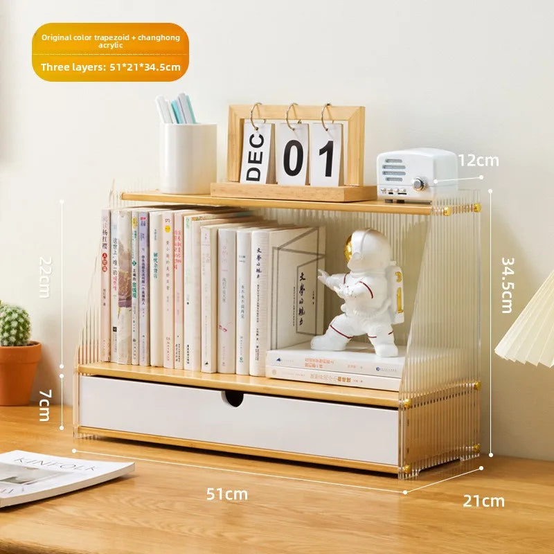 Simple desk bookshelf Student dormitory desktop shelf Desk multi-layer storage rack Desk corner small bookcase Oasis Select Primary T single 51