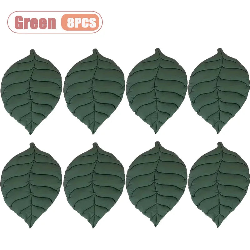 1-8PCS Thick Cotton Leaf Shape Pet Mat Cat Bed Dog Crate Pad for Cage Soft Washable Anti Slip Floor Mat for Puppy Kitten Oasis Select Green-8PCS