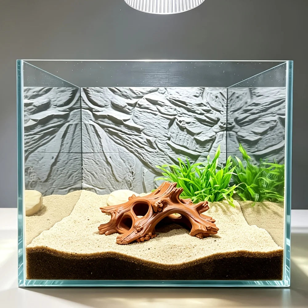Driftwood Style Reptile Hideout Multi-Hole 3D Printed Cave for Lizards Frog Aquarium Fish Vivarium Terrarium Ornament Decor Gift Oasis Select