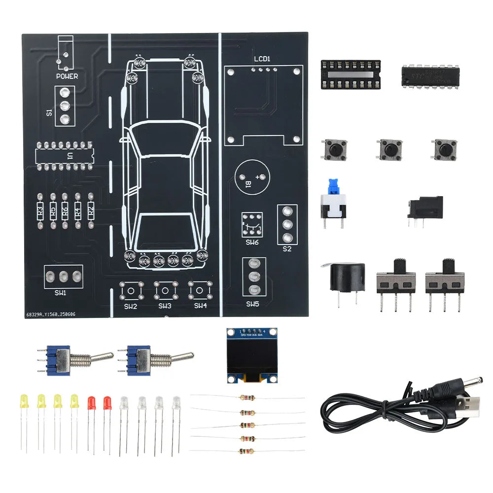 DC5V DIY Car Driving Simulation Soldering Practice Kit Electronic Project Car Driver Simulator Solder Project for Students Learn Oasis Select A