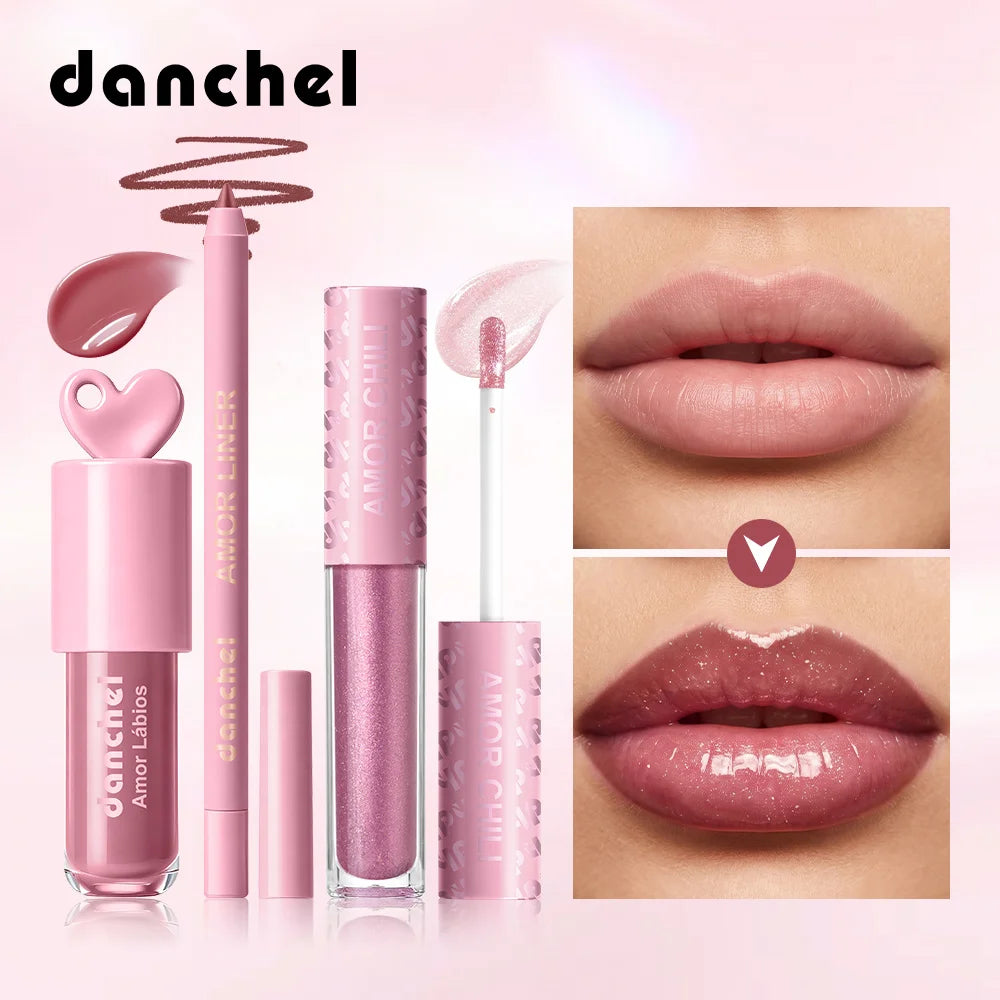 Pink Heart-shaped Lip Kit Instant Plumping & Hydration Long-Lasting Lip Gloss High Shine Glossy Lip Glaze Perfect Gift for Woman Oasis Select
