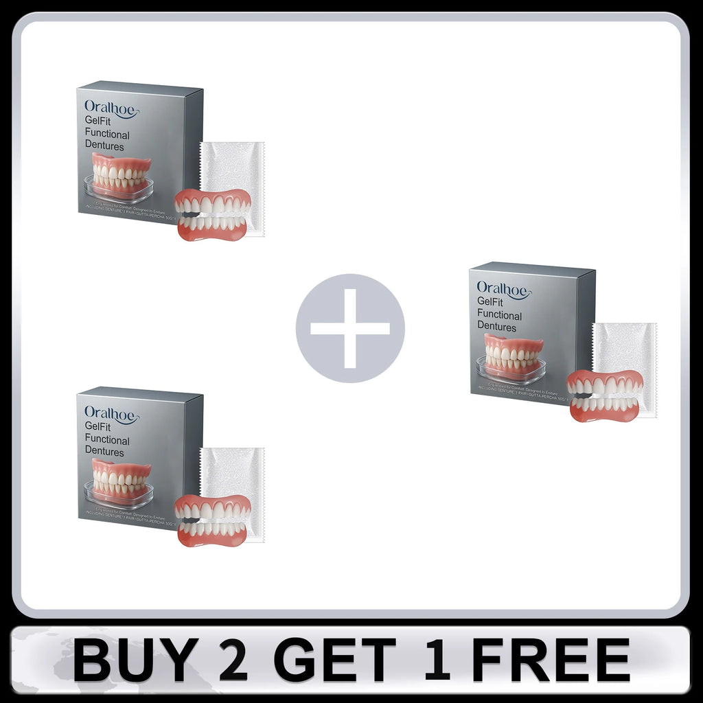 Denture Set Upper Lower Veneers Enhance Denture Silicone Kit Smile Aesthetics Natural Comfortable Fake Tooth Oral Hygiene Care Oasis Select 3 Set