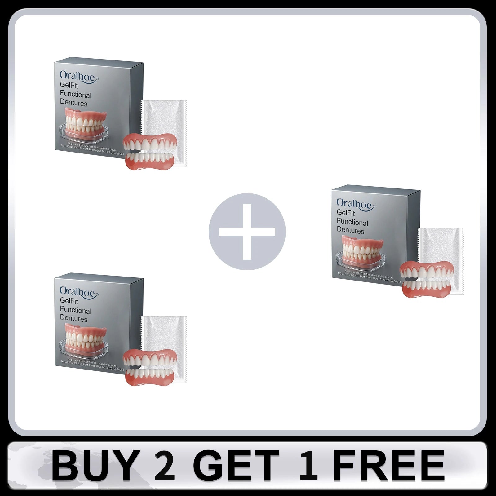 Denture Set Upper Lower Veneers Enhance Denture Silicone Kit Smile Aesthetics Natural Comfortable Fake Tooth Oral Hygiene Care Oasis Select 3 Set