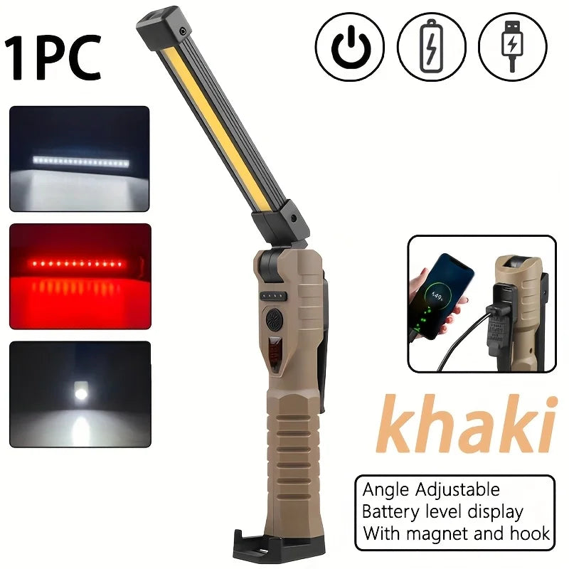 Folding COB XPE LED Work Light – USB Rechargeable & SOS Torch