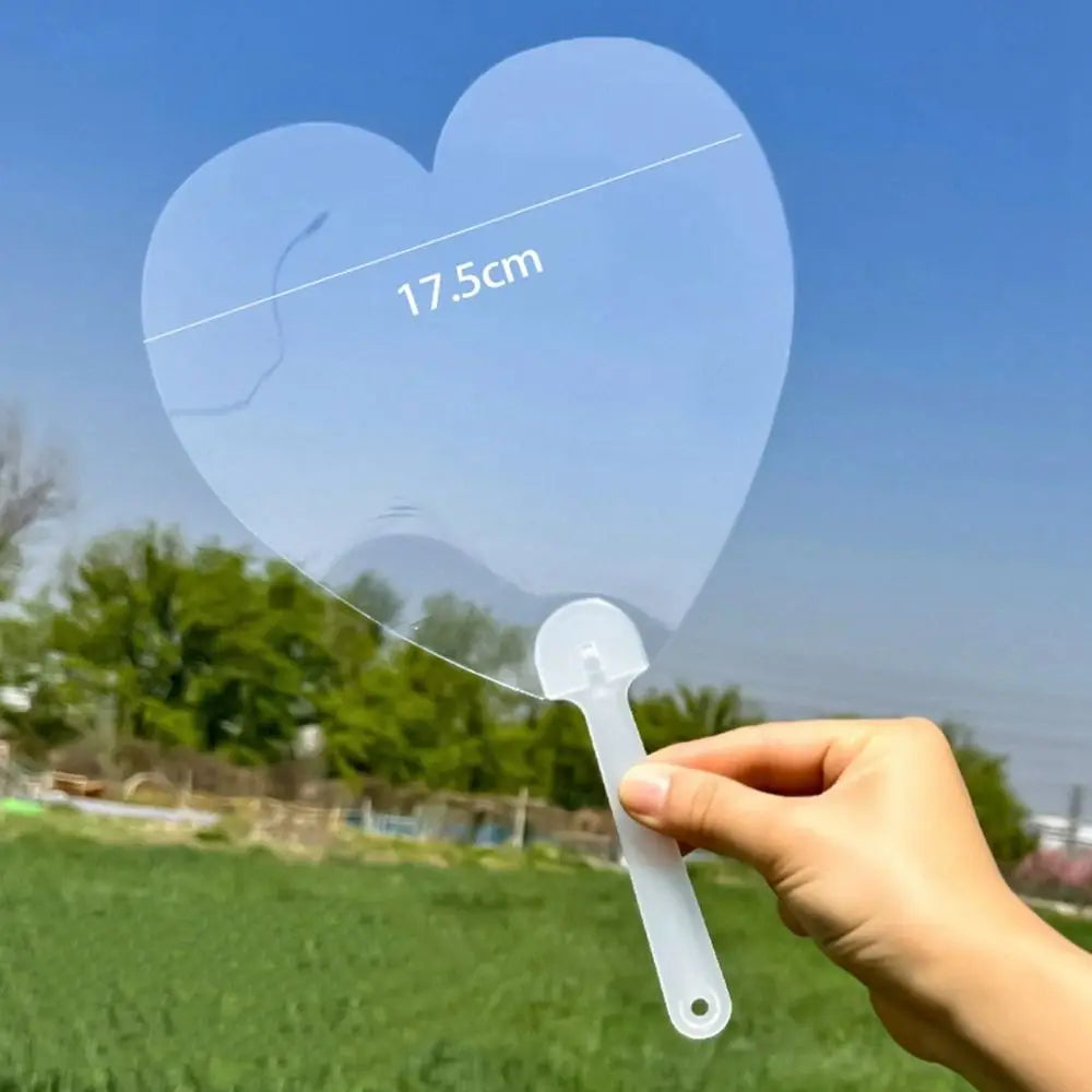 Multi-functional Plastic Transparent Fan Handheld Unfinished Graffiti Fans Thicken Round Blank Painting Fans Children Oasis Select Transparent-style A