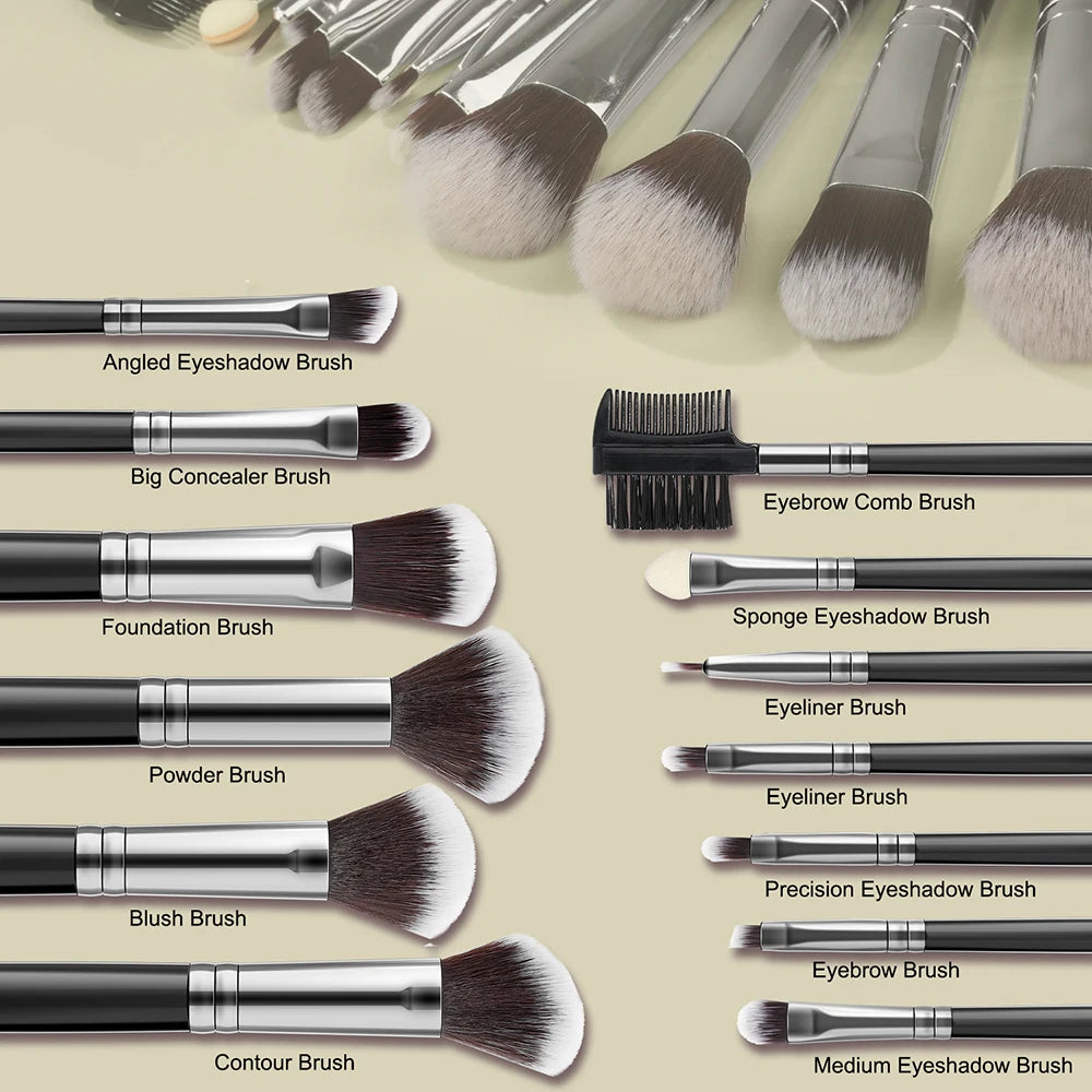 Soft Fluffy Makeup Brush & Sponge Set – Blush, Eye & Foundation Makeup Brush Set Oasis Select