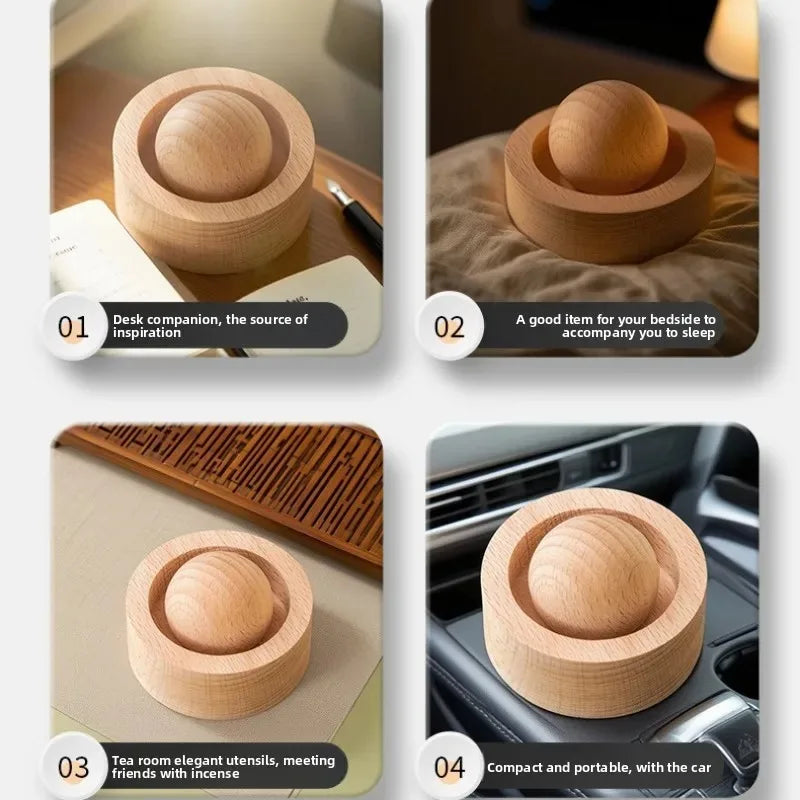 1pc Solid Wood Spherical Essential Oil Diffuser for Home Bedroom Aromatherapy To Eliminate Room Odors and Decoration Oasis Select
