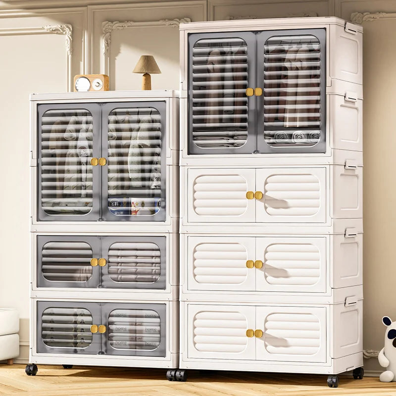 Foldable Cabinet,2-5 Tier, Multi-Combo,Rolling Mobile with Wheels,Heavy-Duty, Large Capacity,Bedroom/Living Room/Kitchen Storage Oasis Select