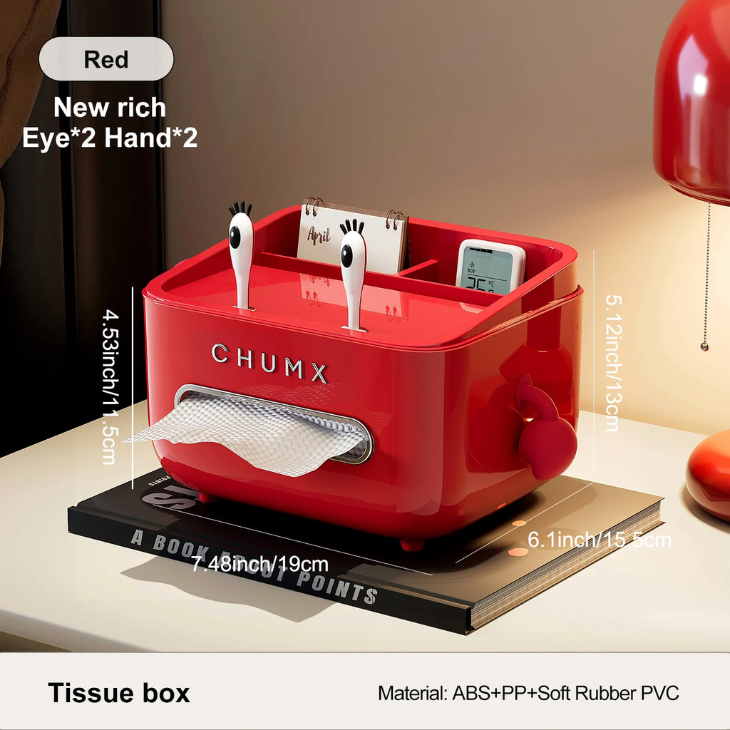Tissue box, cartoon design crab boss, cute tissue storage box, multi-functional storage box for the living room, bedroom Oasis Select Red