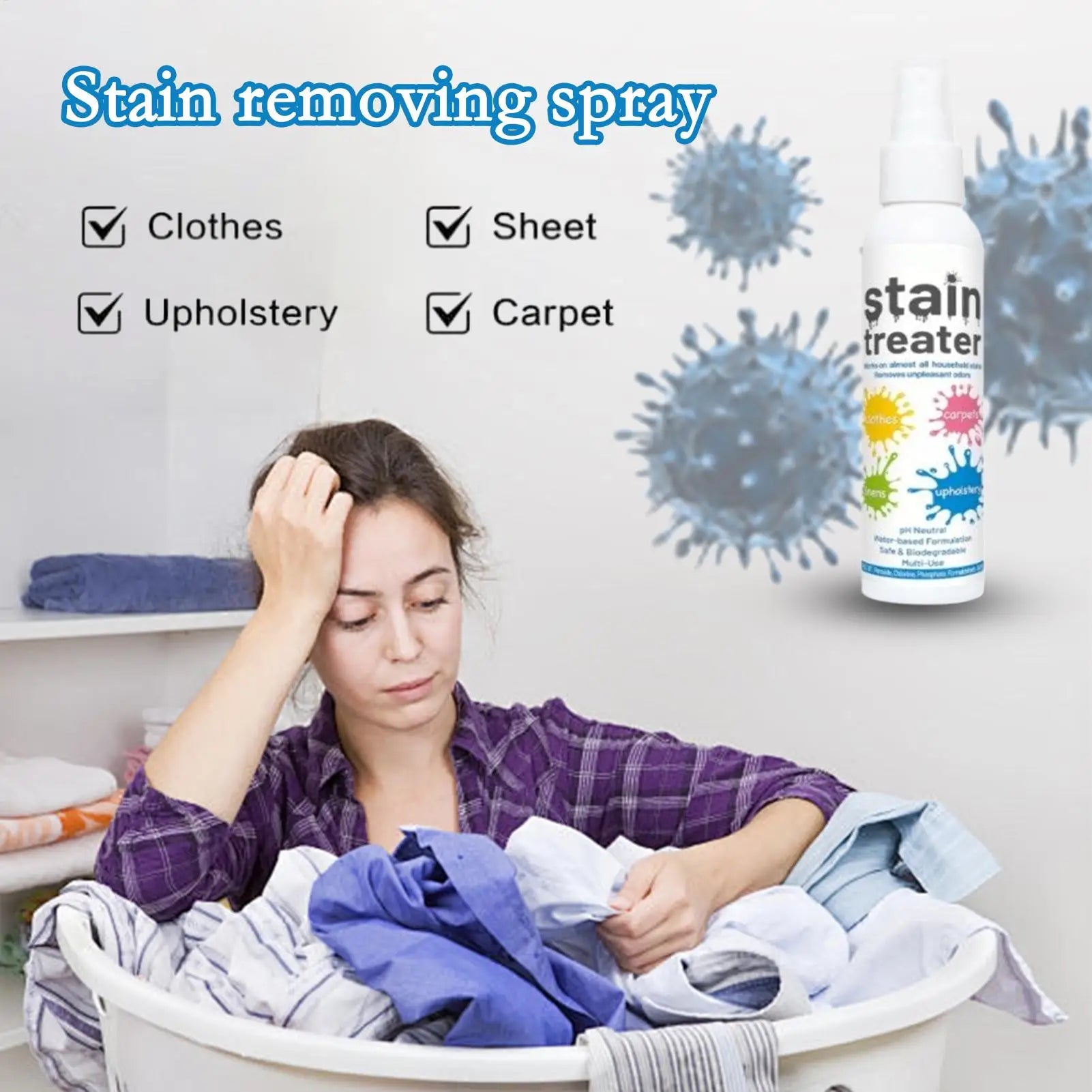 Laundry Spray Stain Removal Stain Remover Laundry Spray for Clothes 120ml Fabric Stubborn Grease Oil Cleaner for Travel Home Oasis Select