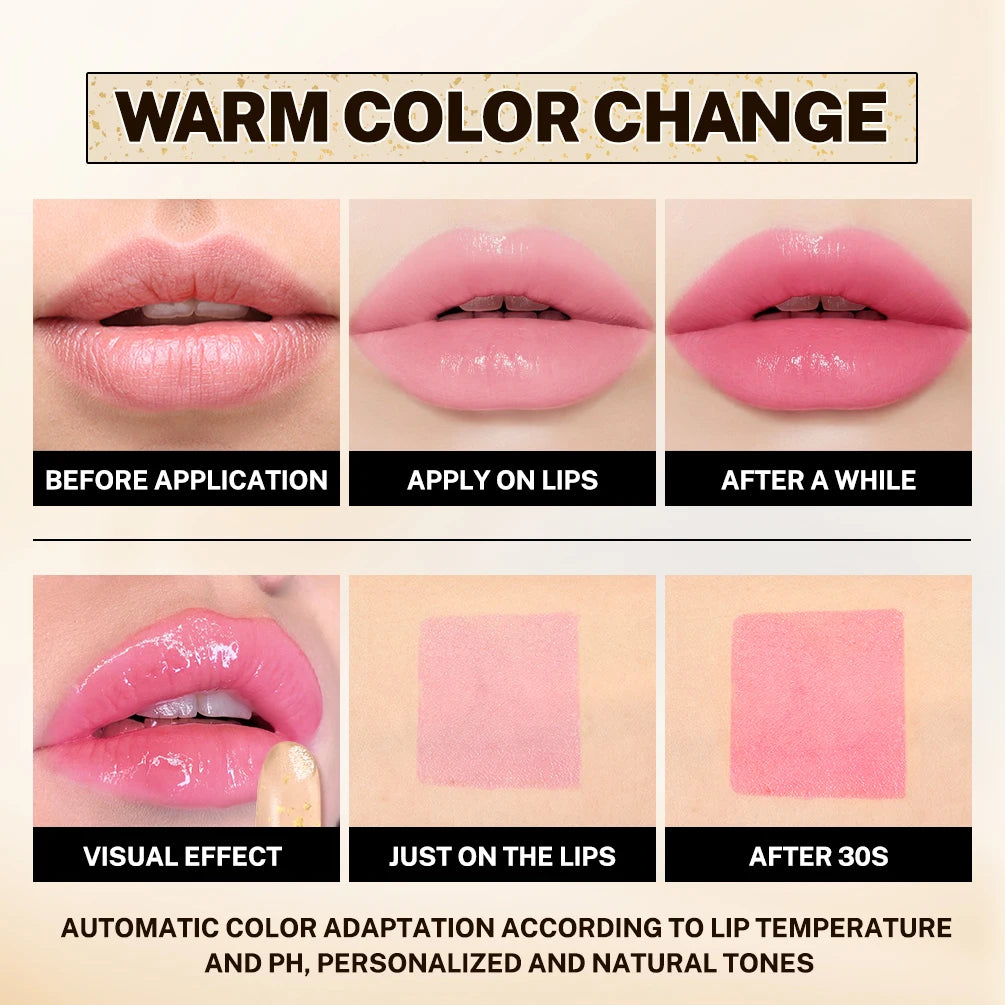 QiBest 3-Pack Glitter Color-Changing Lip Tint & Moisturizing Lipstick