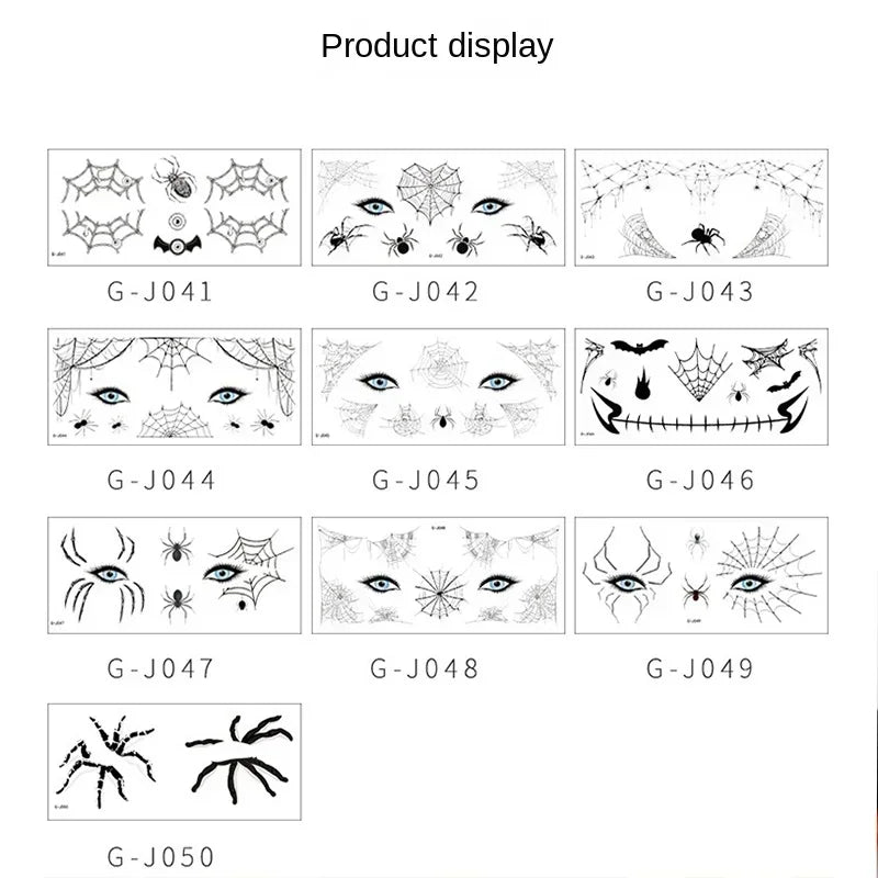 10-100PCS Halloween Spider Face Temporary Tattoo Stickers Black Bat Scary Fake Body Art for Kids Adults One Time Use Waterproof Oasis Select