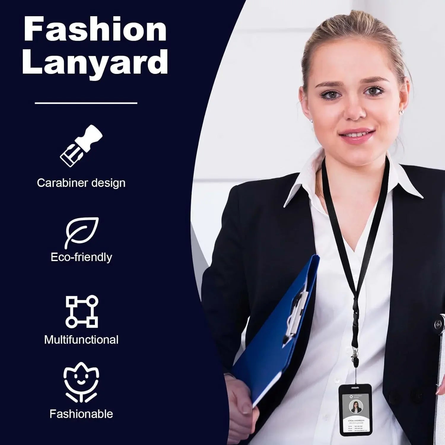 Work Permit Card Set - Rope Retractable Neck Hanging Document Card Set - Chest Tag Access Control Hard Shell Protective Set Oasis Select