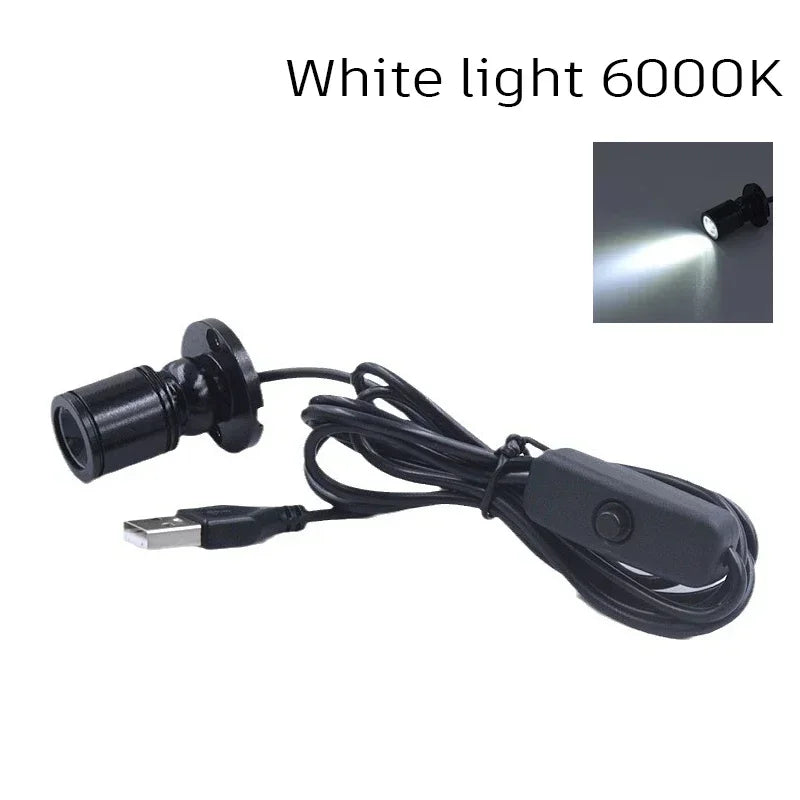 USB 5V Led Spot Light 1W 3W Surface Mounted Cabinet Showcase Counter Jewelry Lamp Rotatable Angle Ceiling Mini Spotlight Downlig Oasis Select X123-White