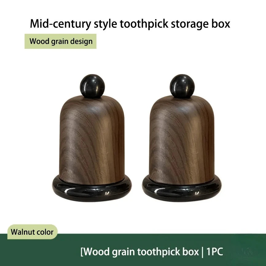 1PC Elegant Walnut Wood Toothpick Holder with Ball Top - Solid Wood Design, High-End Decor for Living Room & Kitchen, Portable Oasis Select