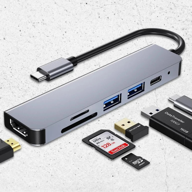 USB 3.0 Type-C Hub To HDMI Adapter 4K 30HZ SD TF Card PD 87W Fast Charge Splitter USB Docking Stations Hub for MacBook Compute Oasis Select