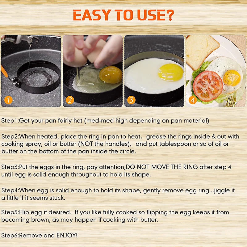 Stainless Steel Egg Rings & Pancake Mold Set | Silicone Handle Egg & Pancake Mold Oasis Select