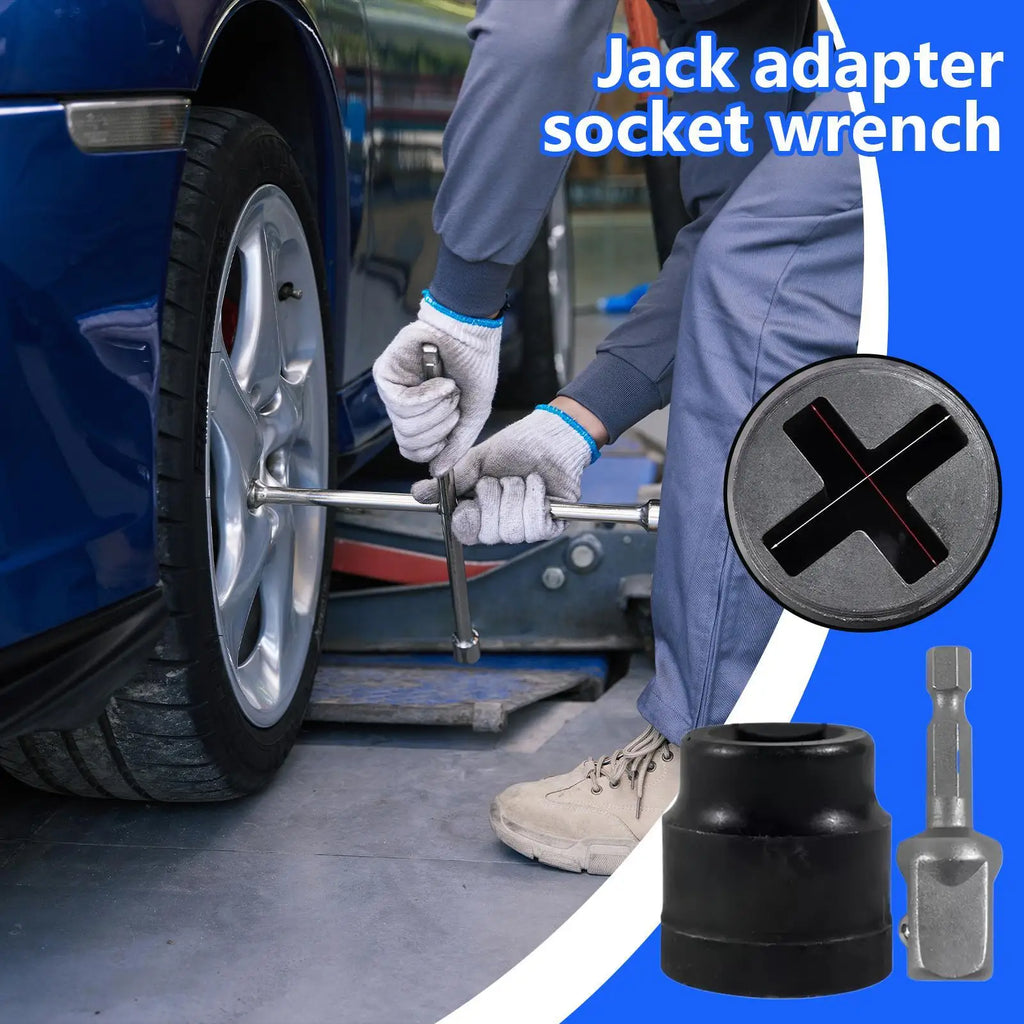 Car Jack Socket Drill Adapter Car Repair Jack Socket Heavy Duty Labour Saving Tool Quick Connect Gear for Vehicle Maintenance Oasis Select
