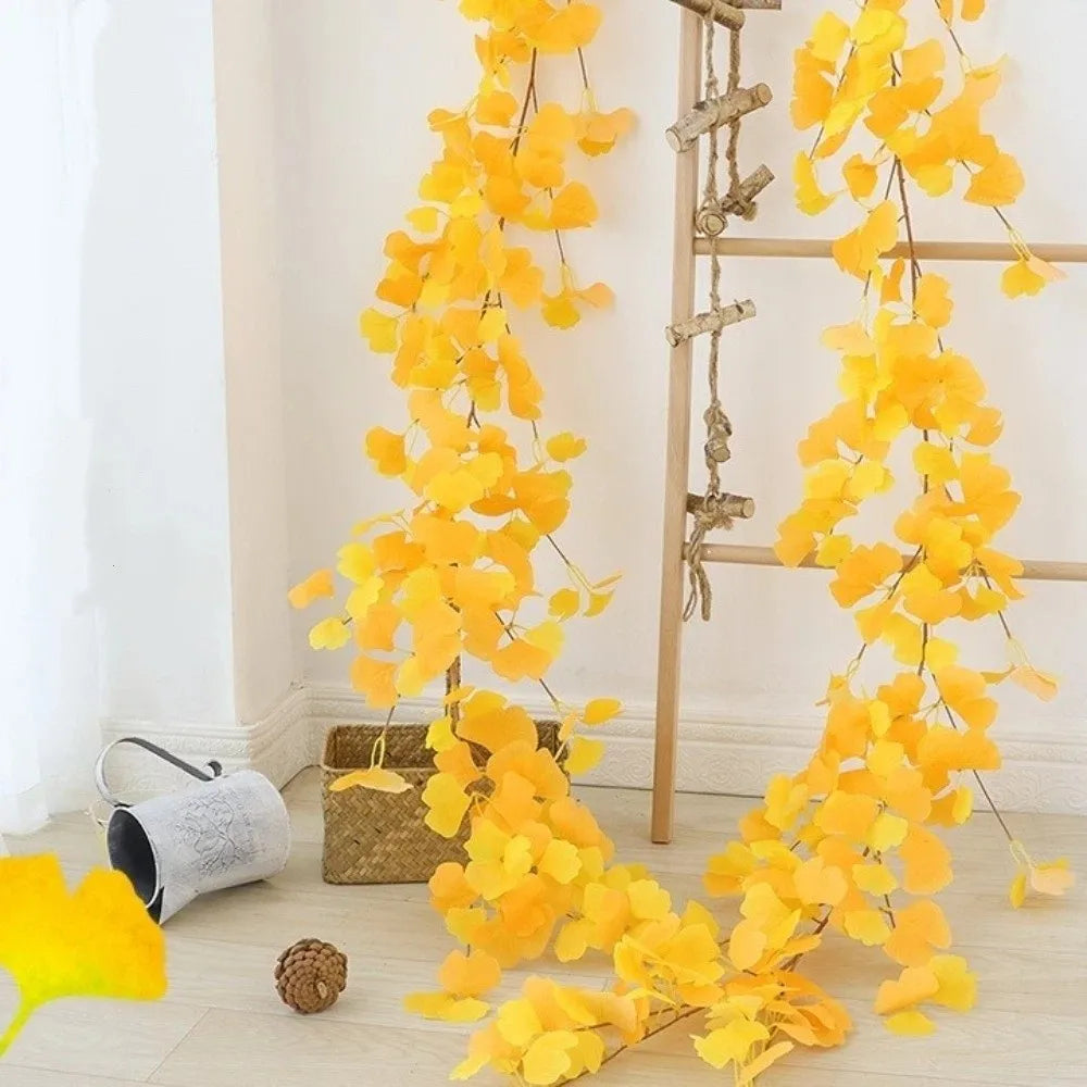 Artificial Ginkgo Leaves Vine – Faux Plant Table Centerpiece
