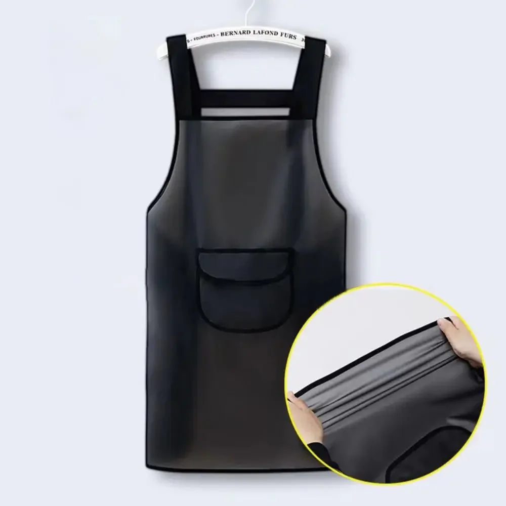 Transparent Black PVC Waterproof Kitchen Apron Oil Resistant Household Work Apron Dirt-Proof Cleaning Aprons for Practical Use Oasis Select